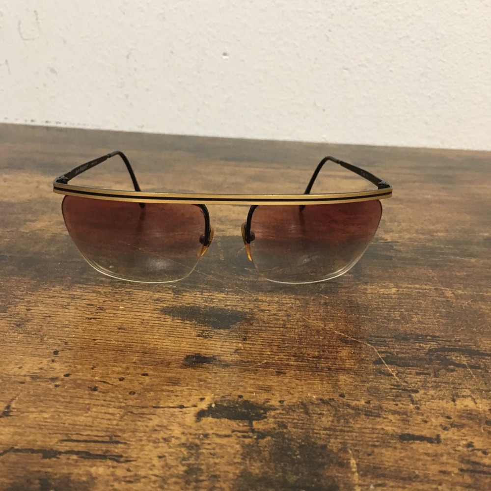 Vintage Laura Biagiotti T110/S Eyeglass Frames 1980s Italian Black Gold Women